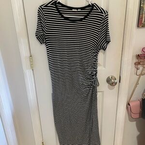 GAP Black and White Striped Midi Dress